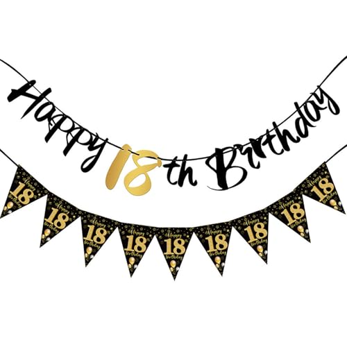 18 Geburtstag Deko Banner für Jungen Mädchen Happy Birthday Banner mit Schwarz Gold Thema Groß Geburtstag 18 Geburtstag Feier Party Zuhause Veranstaltungsort 18 Geburtstag Deko Banner für Jungen Mädchen Happy Birthday Banner mit Schwarz Gold Thema Groß Geburtstag 18 Geburtstag Feier Party Zuhause Veranstaltungsort von FWORUAIS