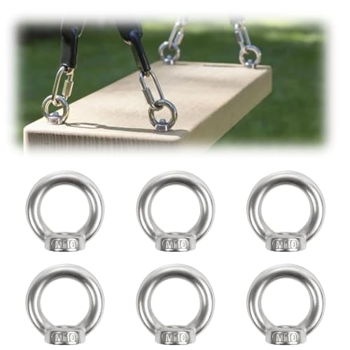 6 Stück Ringmutter M10, 304 Edelstahl Gewinde Ösenmutter, Ringösen Augenmuttern Ringschraube, Ringmuttern for Befestigen Sie hängende Ornamente Blumentöpfe Schaukelständer, Seilmontage von FWORUAIS