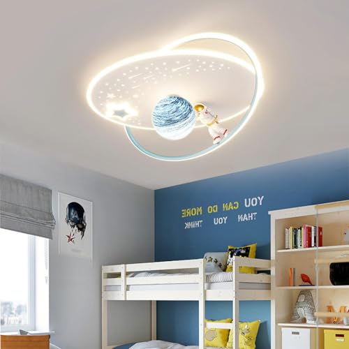 Deckenlampe Innen Kinderlampe LED Cartoon Deckenleuchte Junge Mädchen Schlafzimmer Beleuchtung mit Fernbedienung Modernes dimmbares Design Lunar Astronaut Deckenleuchten Wohnzimmer Esszimmer Küche von FWX