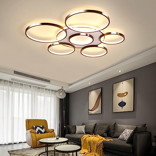 Deckenleuchte LED Dimmbar Wohnzimmerlampe Mit Fernbedienung Deckenlicht Lichtfarbe/Helligkeit Einstellbar Deckenlampe Metallrahmen Schlafzimmerlampe Modern Groß Schlafzimmer Esszimmer Pendelleuchte von FWX