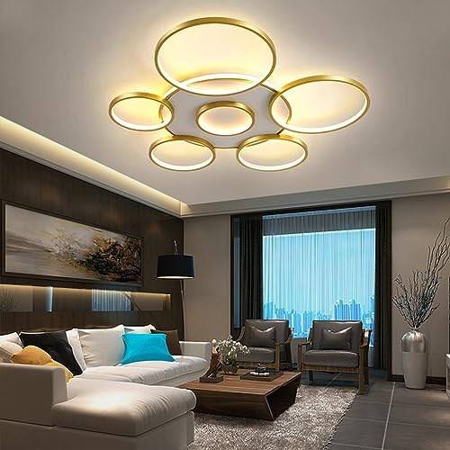 FWX Deckenleuchte LED Dimmbar Wohnzimmerlampe Mit Fernbedienung Deckenlicht Lichtfarbe/Helligkeit Einstellbar Deckenlampe Metallrahmen Schlafzimmerlampe Modern Groß Schlafzimmer Esszimmer Pendelleucht von FWX