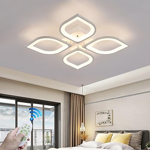 FWX LED Deckenlampe Modern Großer Wohnzimmer Schlafzimmer Deko Lampe Deckenleuchte Dimmbar mit Fernbedienung Deckenlicht Blume Design Decke Pendelleuchte Acryl Schirm für Esstisch Wohn Küche Bad Leuch von FWX