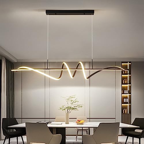 Kronleuchter Modern Led für Esszimmer Dimmbar 3000k~6500k Fernbedienung Schwarz Spirale Form Pendelleuchten 50w Höhe Einstellbar Hängende Lichter für Esszimmer Küche Insel Restaurant Lampe (Color : S von FWX