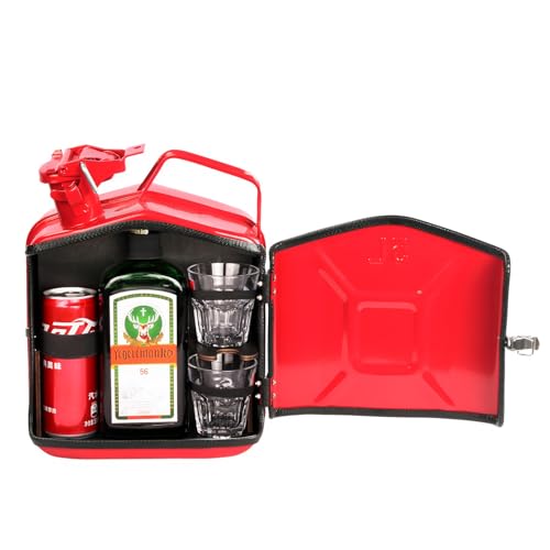 5L Kanister Bar Geschenk，Eine Neue Tragbare Minibar Für Männer，Mobile Bar Aus Vollmetall Mit Struktur, Geeignet Für Partys, Den Außenbereich Und Zum Verschenken (Rot) von FWY