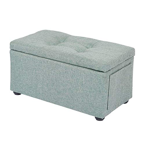 Ottomane im europäischen Stil, Aufbewahrungsbox Platzsparende Aufbewahrung mit Deckel Fußhocker Sitz Sofa Hocker Geeignet für Wohnzimmer Flur Schlafzimmer-hellgrün-46x25x25cm (18x1 von FWZJ