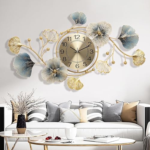 FXBFAG Moderne 3D dekorative stille Wanduhr, Nicht tickende Wanduhr aus Schmiedeeisen, Quarz-Wanduhr für Wohnzimmer-Hintergrund-Wand-dekorative Wanduhr,94 * 52CM FXBFAG Moderne 3D dekorative stille Wanduhr, Nicht tickende Wanduhr aus Schmiedeeisen, Quarz-Wanduhr für Wohnzimmer-Hintergrund-Wand-dekorative Wanduhr,94 * 52CM von FOVEYZJ