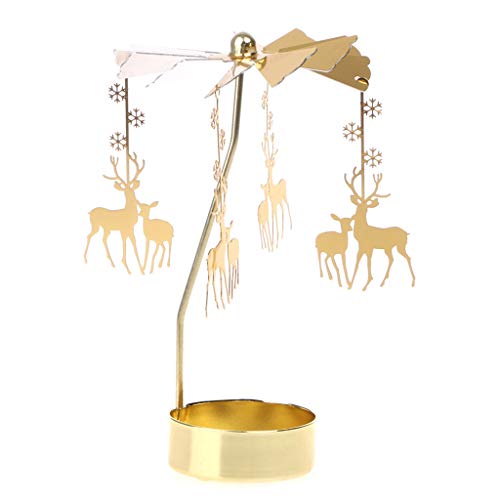 FXCO Spinning Rotary Karussell Teelicht Kerzenständer Stand Licht Geschenk Hochzeit Dekor (2 Hirsche) von FXCO