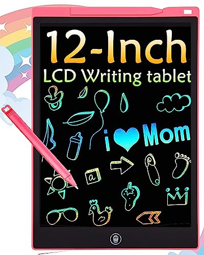 Bunte LCD Schreibtafel 12 Zoll, Electight Zeichentafel mit Sperr-& Löschfunktion, Augenschutz-Kritzelblock, Spielzeug & Geschenke für Kinder & Erwachsene zu Hause, Schule von FXI