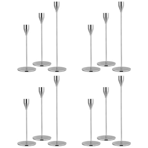 12 STÜCKE Silber Kerzenhaltern, Kerzenhalter für Kegelkerze passt 3/4 Zoll Dicke Kerze&geführte Kerzen, Retro Metall Kerzenhalter für Kerzenlicht Abendessen Hochzeit Bankett Dekoration 12 STÜCKE Silber Kerzenhaltern, Kerzenhalter für Kegelkerze passt 3/4 Zoll Dicke Kerze&geführte Kerzen, Retro Metall Kerzenhalter für Kerzenlicht Abendessen Hochzeit Bankett Dekoration von FXKS