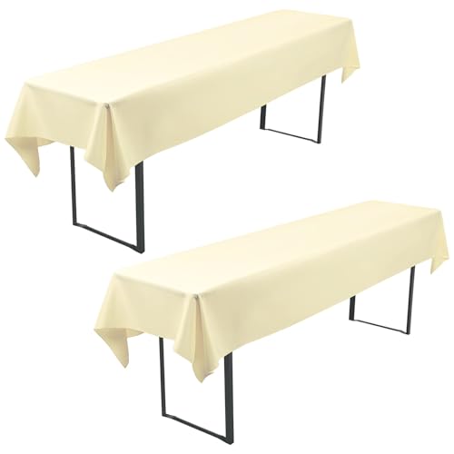 2-Pack Beige Bier Tischdecke 110 x 260 cm Polyester Bier Tischdecke, Waschbare und Langlebige Tischdecke Tischwäsche für Garten Partys Geburtstagsfeier oder Grill (Beige) von FXKS