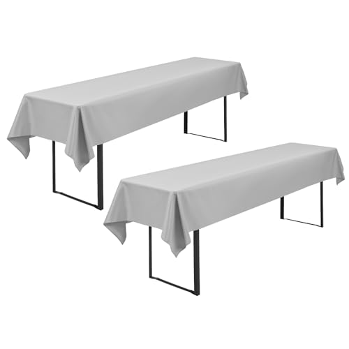 2-Pack Hellgrau Bier Tischdecke 110 x 260 cm Polyester Bier Tischdecke, Waschbare und Langlebige Tischdecke Tischdecke für Garten Partys Geburtstagsfeier oder Grill (Hellgrau) von FXKS