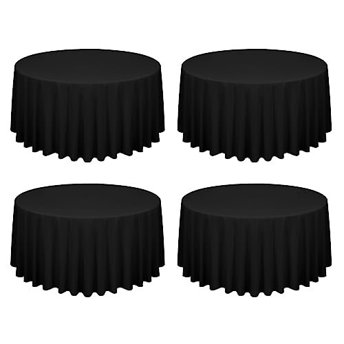 4 Stück Runde Tischdecken 300cm Schwarze Hochwertige Polyester Tischdecken für Runden Tische, Flecken und Knitterfrei Waschbar Dekorative Tischdecke für Hochzeiten Bankette Küche von FXKS