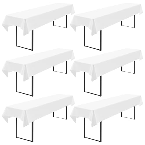 6-Pack Weiße Bier Tischdecke 250 x 110 cm Polyester Bier Tischdeckes, Waschbare und Langlebige Tischdecke Tischdecke für Garten Partys Geburtstagsfeier oder Grill (Weiß) von FXKS