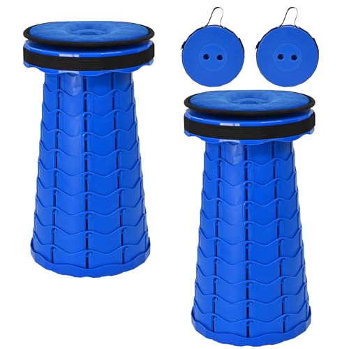 FXKS 2 x Tragbarer Teleskophocker,Klapphocker Hocker Max Tragfähigkeit 180 kg,6,5-45 cm Höhenverstellbarer Klapphocker mit Kissen,Tragbare Teleskophocker Hocker für Camping Wandern -Blau FXKS 2 x Tragbarer Teleskophocker,Klapphocker Hocker Max Tragfähigkeit 180 kg,6,5-45 cm Höhenverstellbarer Klapphocker mit Kissen,Tragbare Teleskophocker Hocker für Camping Wandern -Blau von FXKS