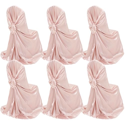 FXKS 6 Pack Satin Stuhlhussen 43x55 Zoll Universal Stuhlhussen,Abnehmbare Waschbare Stühle Slipcover Passt zu den Meisten Stühlen,Satin Stuhlabdeckung Schutz für Hochzeit Bankett (Rotgold) von FXKS