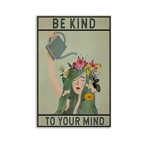 Kunstdruck auf Leinwand, Motiv: "Be Kind To Your Mind", psychische Gesundheit, modernes Familienschlafzimmer, Musik, Film-Poster, 50 x 75 cm, ungerahmter Stil von FXLIBH