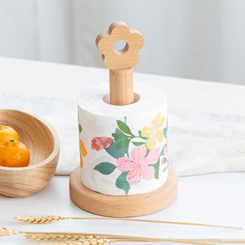 Küchenrollenhalter Stehend Holz KüChenrollen Halter Kreativer Taschentuchhalter Papierrollenhalter Blumen Rollenhalter mit Rutschfester Boden (S) von FXLTSBL