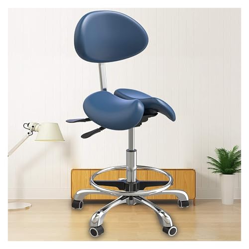 Bequemer Barhocker mit mittlerer Rückenlehne, Bürostuhl mit Metallbeinen, Sattelhocker in der Höhe for Zuhause oder den Salon, Metallbeine von FXLUHAY
