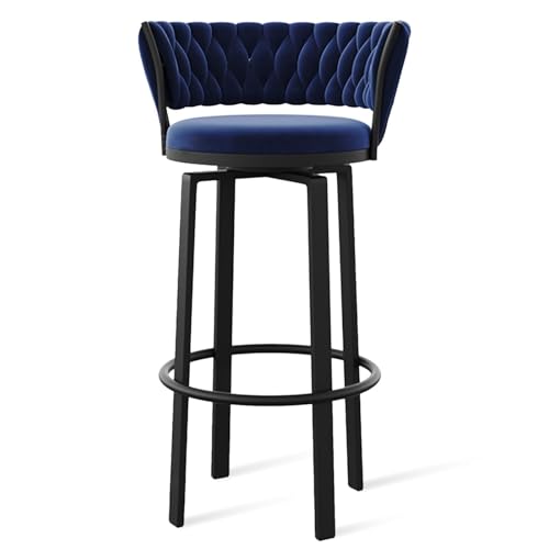 FXLUHAY 360 ° drehbare Barhocker, 1er-/2er-/3er-Set, offene Barhocker aus Samt mit gewebter Rückenlehne und Gold-/schwarzer Fußstütze, Esszimmerstühle for Kücheninseln und Pubs(Blue Black Leg,1 PCS) FXLUHAY 360 ° drehbare Barhocker, 1er-/2er-/3er-Set, offene Barhocker aus Samt mit gewebter Rückenlehne und Gold-/schwarzer Fußstütze, Esszimmerstühle for Kücheninseln und Pubs(Blue Black Leg,1 PCS) von FXLUHAY
