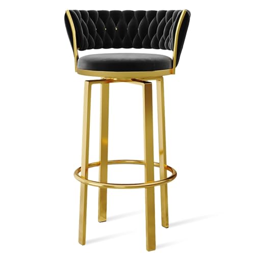 FXLUHAY 360 ° drehbare Barhocker, 1er-/2er-/3er-Set, offene Barhocker aus Samt mit gewebter Rückenlehne und Gold-/schwarzer Fußstütze, Esszimmerstühle for Kücheninseln und Pubs(Blue Gold Leg,1 PCS) FXLUHAY 360 ° drehbare Barhocker, 1er-/2er-/3er-Set, offene Barhocker aus Samt mit gewebter Rückenlehne und Gold-/schwarzer Fußstütze, Esszimmerstühle for Kücheninseln und Pubs(Blue Gold Leg,1 PCS) von FXLUHAY