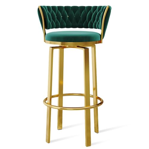 FXLUHAY 360 ° drehbare Barhocker, 1er-/2er-/3er-Set, offene Barhocker aus Samt mit gewebter Rückenlehne und Gold-/schwarzer Fußstütze, Esszimmerstühle for Kücheninseln und Pubs(Green Gold Leg,1 PCS) FXLUHAY 360 ° drehbare Barhocker, 1er-/2er-/3er-Set, offene Barhocker aus Samt mit gewebter Rückenlehne und Gold-/schwarzer Fußstütze, Esszimmerstühle for Kücheninseln und Pubs(Green Gold Leg,1 PCS) von FXLUHAY