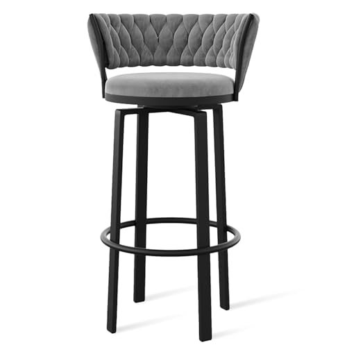 FXLUHAY 360 ° drehbare Barhocker, 1er-/2er-/3er-Set, offene Barhocker aus Samt mit gewebter Rückenlehne und Gold-/schwarzer Fußstütze, Esszimmerstühle for Kücheninseln und Pubs(Grey Black Leg,1 PCS) FXLUHAY 360 ° drehbare Barhocker, 1er-/2er-/3er-Set, offene Barhocker aus Samt mit gewebter Rückenlehne und Gold-/schwarzer Fußstütze, Esszimmerstühle for Kücheninseln und Pubs(Grey Black Leg,1 PCS) von FXLUHAY