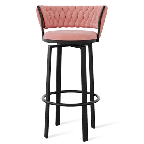 FXLUHAY 360 ° drehbare Barhocker, 1er-/2er-/3er-Set, offene Barhocker aus Samt mit gewebter Rückenlehne und Gold-/schwarzer Fußstütze, Esszimmerstühle for Kücheninseln und Pubs(Pink Black Leg,1 PCS) FXLUHAY 360 ° drehbare Barhocker, 1er-/2er-/3er-Set, offene Barhocker aus Samt mit gewebter Rückenlehne und Gold-/schwarzer Fußstütze, Esszimmerstühle for Kücheninseln und Pubs(Pink Black Leg,1 PCS) von FXLUHAY