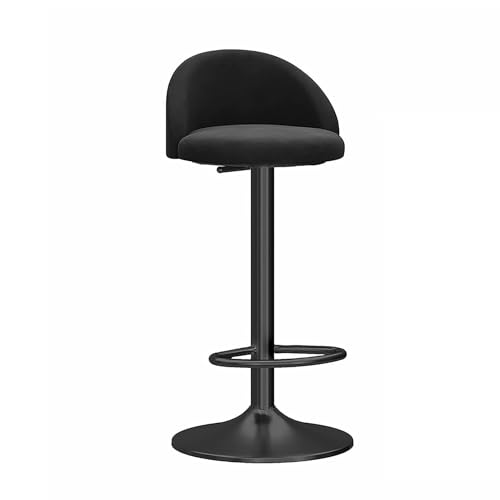 FXLUHAY 360° drehbarer Barhocker mit Rückenlehne, höhenverstellbarer Pub-Küchenthekenhocker mit Chromfuß, Esszimmerstühle for die Hausbar/das Esszimmer(Black) von FXLUHAY