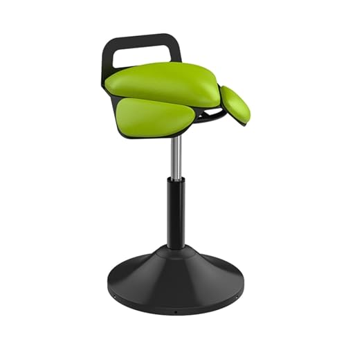 FXLUHAY Anhebbarer Sattelhocker, Sattelstuhl mit 360°-Drehung, ergonomischer Stuhl mit Rückenstütze, drehbarer Salon-Schneidehocker for Büro, Salon, Geschäft(Green) von FXLUHAY