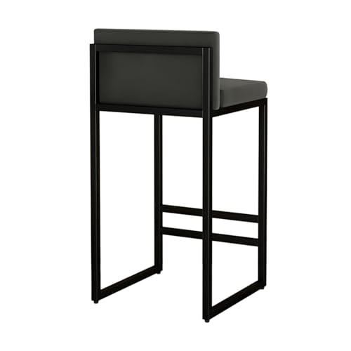 FXLUHAY Barhocker, Barhocker aus Schmiedeeisen und Samt, Küchen-Frühstücksinselhocker mit schwarzen Blechbeinen, nordischer Mode-Hocker, gepolsterter Barhocker(Black,65cm/25.6") von FXLUHAY
