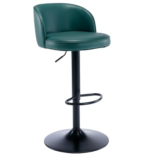 FXLUHAY Barhocker, Moderne drehbare Barstühle, Barhocker in Thekenhöhe mit hoher Rückenlehne, Verstellbarer Barhocker mit PU-Lederpolsterung for Bar, Küche, Esszimmer(Green,64-82cm) von FXLUHAY