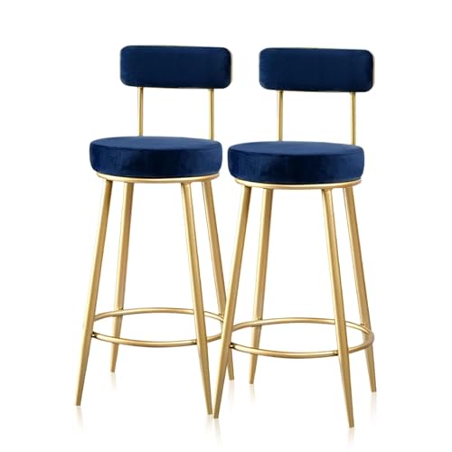 FXLUHAY Barhocker, Thekenhocker, Barhocker in Thekenhöhe, gepolsterte Küchen- und Esszimmerstühle mit Rückenlehne, Barhocker mit 66 cm Sitzhöhe, Tragkraft: 158 kg, 2er-Set(Blue) von FXLUHAY