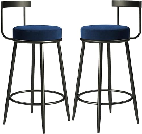 FXLUHAY Barhocker, Thekenhocker, Thekenhocker, 2er-Set, mit Samt gepolsterte Barhocker, Frühstücksbarhocker mit Metallbeinen, hohe Esszimmerstühle for die Kücheninsel zu Hause(Pink,75cm) von FXLUHAY