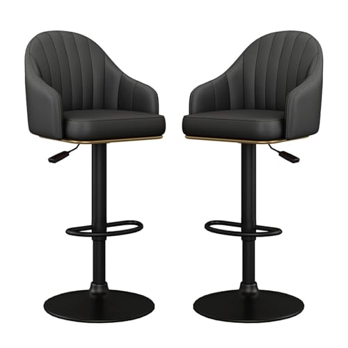 FXLUHAY Barhocker 2er-Set, Barhocker in Thekenhöhe mit Armlehne, Moderne verstellbare Drehbarhocker, Küchenbarhocker mit Rückenlehne, höhenverstellbar 65–80 cm(Black) von FXLUHAY