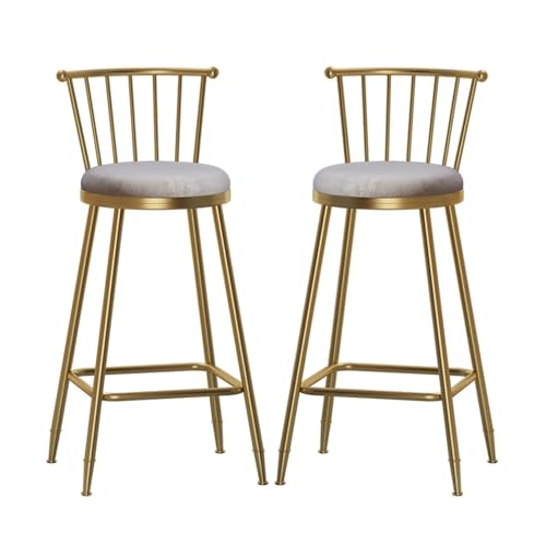 FXLUHAY Barhocker for die Theke, 2er-Set, Familienstühle im Barstil mit Samtbezug und Rückenlehne, moderner gepolsterter Barhocker, Sattelstuhl for die Theke, Inselhocker, 100 kg Tragkraft, von FXLUHAY