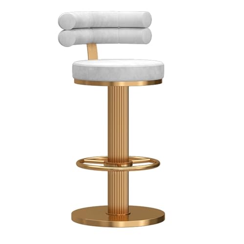 FXLUHAY Barhocker mit Samtsitz, höhenverstellbare Barhocker for die Kücheninsel, Moderne Barstühle for das Esszimmer mit 360°-Drehfunktion, Fußstütze und Basis(Black Leg Grey Pad,65-80cm) von FXLUHAY