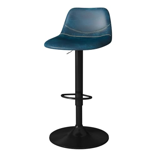 FXLUHAY Barstuhl, Drehbarer Hochstuhl, Kücheninsel-ESS-Barhocker mit Sattelleder-Rückenlehne und Fußstütze aus Kohlenstoffstahl, verstellbar 57~78 cm von FXLUHAY