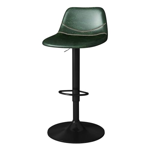 FXLUHAY Barstuhl, Drehbarer Hochstuhl, Kücheninsel-ESS-Barhocker mit Sattelleder-Rückenlehne und Fußstütze aus Kohlenstoffstahl, verstellbar 57~78 cm von FXLUHAY