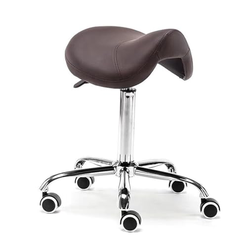 FXLUHAY Behandlungshocker, Sattelstuhl, Zahnarztpraxis, Sattelhocker, Drehstuhl mit Rollen, Leder-Salonsitz for Tattoo, Schönheit, Wimpernmassage(Red) von FXLUHAY