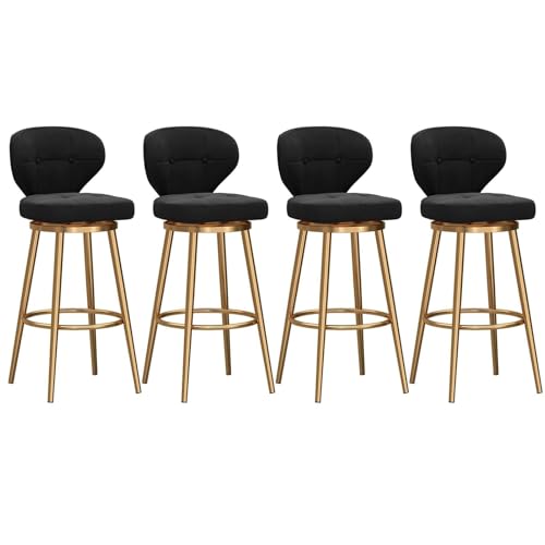 FXLUHAY Drehbare Barhocker, Barhocker, 4er-Set, Moderne Barhocker, Samt, Barstühle in Thekenhöhe mit Rückenlehne for Zuhause, Kücheninsel, Bar, Esszimmer(Green,75cm Seating Height Gold Leg) von FXLUHAY