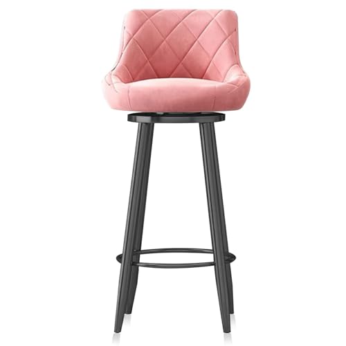 FXLUHAY Drehbare Barhocker for die Küche, 1er-Set, Barhocker in Barhöhe, Barhocker aus Samt mit schwarzen Metallbeinen, gepolsterter hoher Hockerstuhl(Pink,75cm(29.5 in)) von FXLUHAY