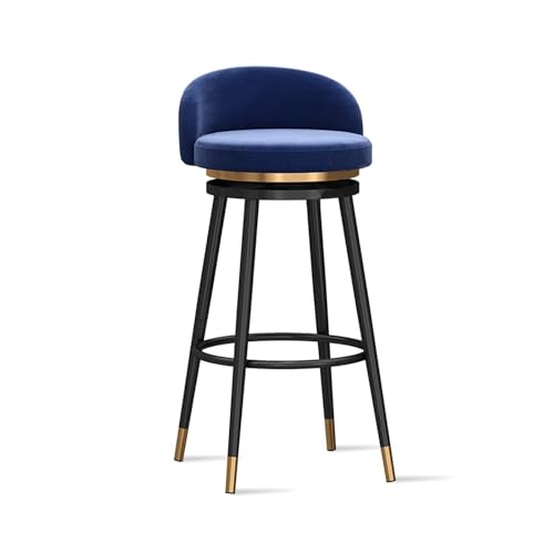 FXLUHAY Drehbarer Barhocker in Thekenhöhe, mit Samtbezug, moderner hoher Barhocker for die Küche zu Hause und auf der Kücheninsel(Blue,65cm(25.6in)) von FXLUHAY