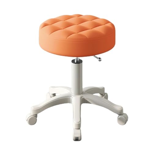 FXLUHAY Drehhocker Stuhl mit Rädern Heavy Duty Runde Hocker Pu Leder Höhe for Küche Medizinische Kosmetik Studio(Orange) von FXLUHAY