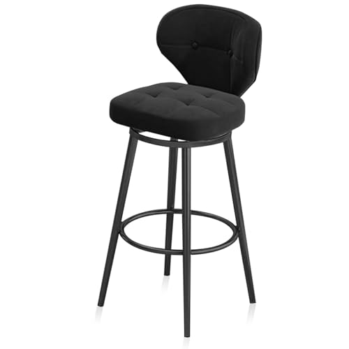 FXLUHAY Drehhocker aus Samt, Moderne drehbare Barhocker, 1er-Set, Kücheninselstuhl, Thekenbarstuhl mit Metallfuß for Kücheninsel, Zuhause, Pub, Restaurant(Black,75cm(29.5 in)) von FXLUHAY