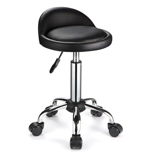 FXLUHAY Drehhocker mit Rollen Höhenhocker Zeichenstuhl mit niedriger Rückenlehne von FXLUHAY