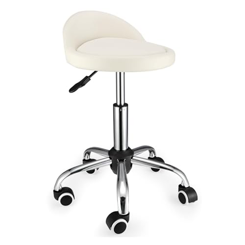 FXLUHAY Drehhocker mit Rollen Höhenverstellbarer Hocker Stuhl Zeichenstuhl mit niedriger Rückenlehne von FXLUHAY