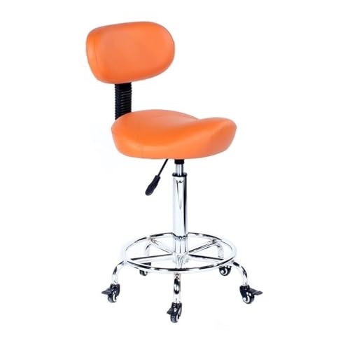 FXLUHAY Drehstuhl Sattelhocker Sattelhocker Stühle mit Rückenlehne hydraulisch drehbar for den Innen- und Außenbereich geeignet(Orange) von FXLUHAY
