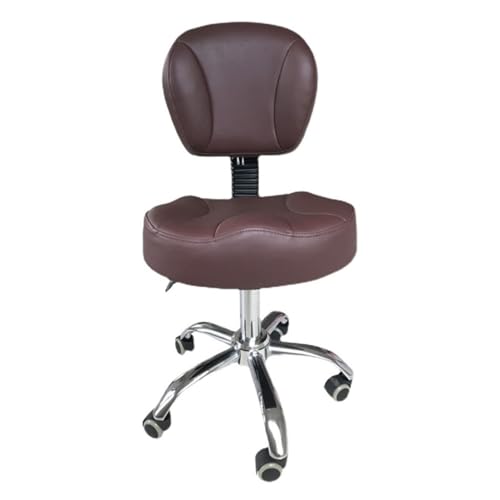 FXLUHAY Hocker, Verstellbarer Sattelhocker aus PU-Leder, Rollstuhl mit Rückenlehne, hydraulischer Drehstuhl for Schönheitssalon, Zahnarztpraxis und Heimgebrauch, Komfortables und ergonomisches Design von FXLUHAY