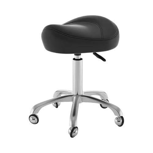 FXLUHAY Hocker Sattelhocker Drehstuhl mit Rollen Höhe Sattelstuhl Tragkraft 100kg(Black) von FXLUHAY