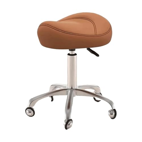 FXLUHAY Hocker Sattelhocker Drehstuhl mit Rollen Höhe Sattelstuhl Tragkraft 100kg(Brown) von FXLUHAY